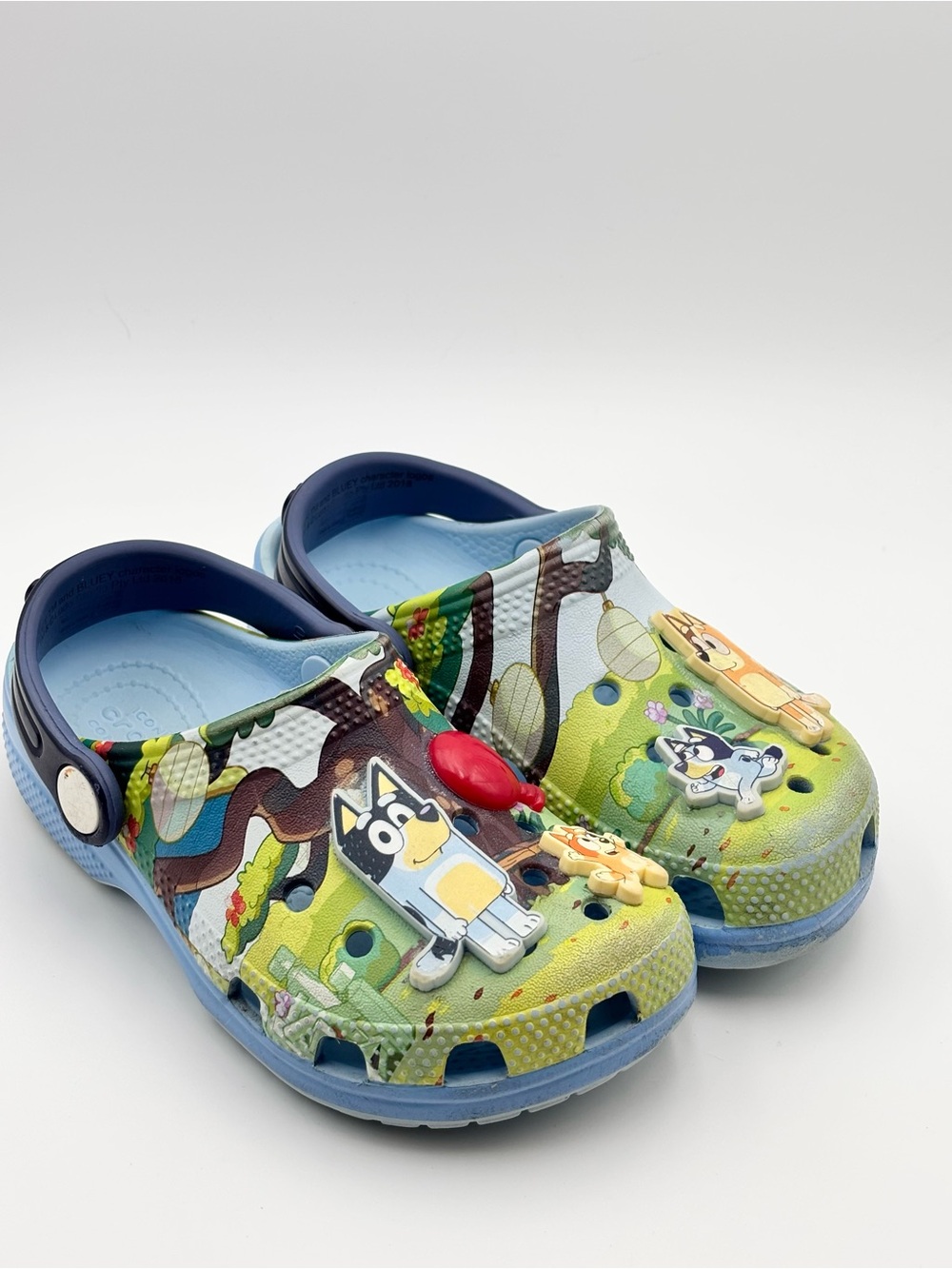 CROCS Kids' Bluey Classic Clogs Blue Green Cartoon Graphic Clogs Size 10 Toddler